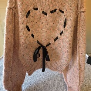 Kimchi Blue Speckled Pink Sweater with Heart Detail
